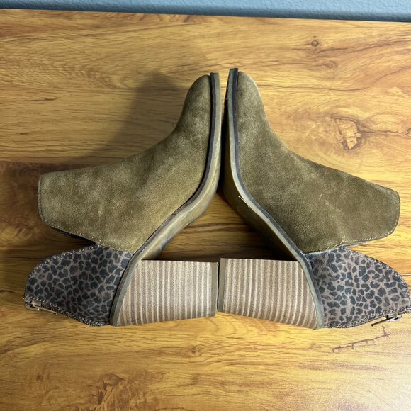 Dolce Vida DV8 Heel Ankle Boots Size 7 Booties Leopard Colorblock 3.5" Heel - Picture 7 of 9